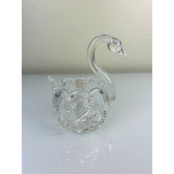 Vintage BOHEMIA Czechoslovakia Hand Cut Lead Crystal Swan Candy Dish Home Decor - Picture 6 of 13